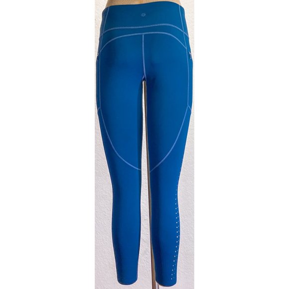 NWOT Athleta Blue Low Rise Lace 3 Pockets Draw String Long Activewear Leggings S - Picture 3 of 11